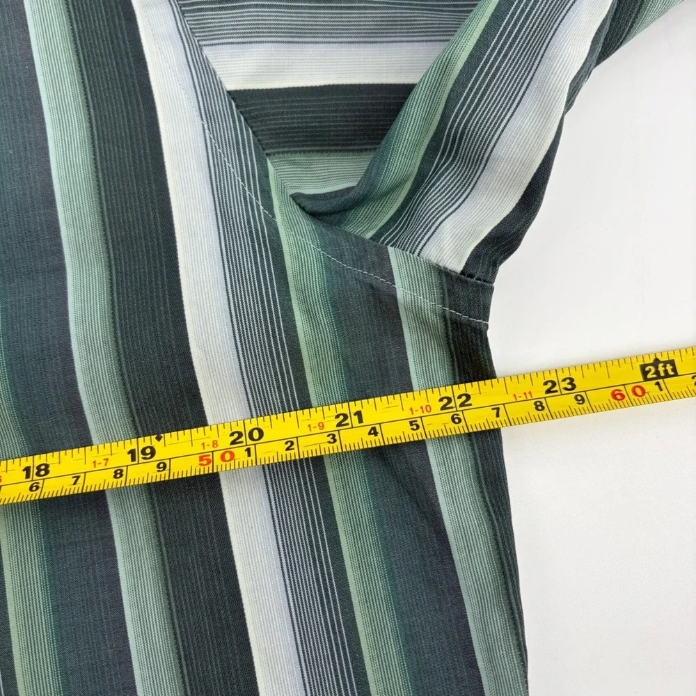 Banana Republic Mens Green Striped Long Sleeve Button Down Shirt 15-15 1/2
